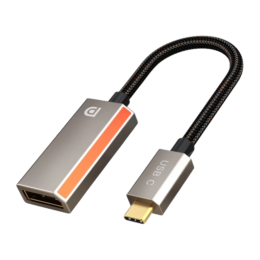 Переходник с оплёткой CABLETIME USB-C — DisplayPort 1.4 (15 см)